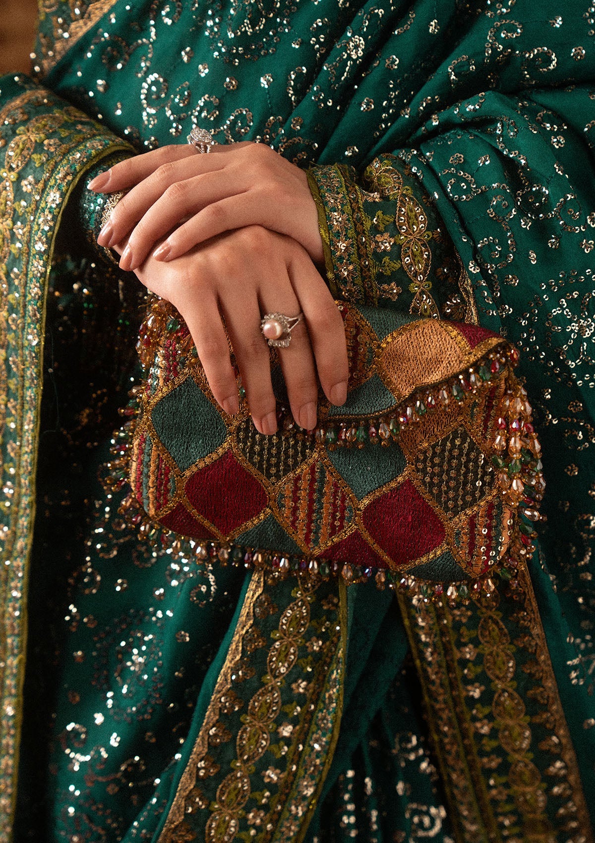 SARI EDIT '25 - TEAL MULTI CHATTA PATTI SHOULDER BAG