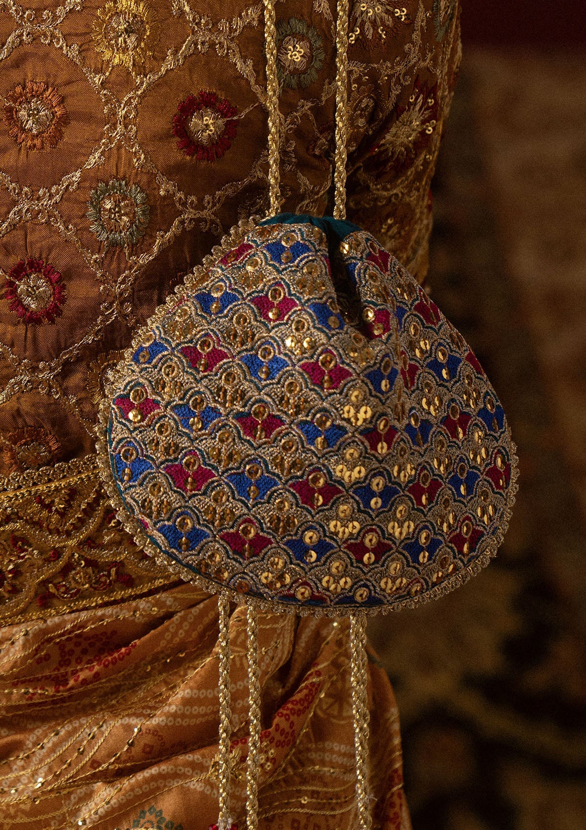 SARI EDIT '25 - TEAL MULTI SILK POTLI