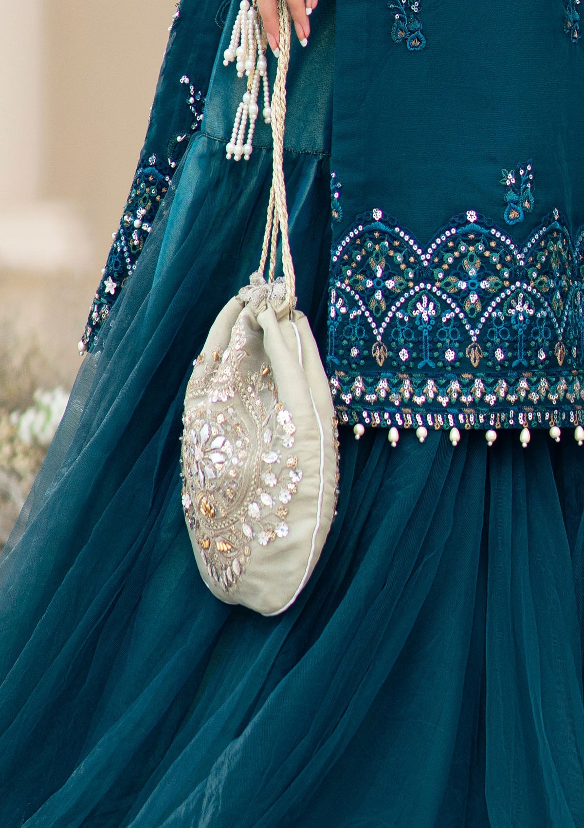 WEDDING FESTIVE ’23 VOL. 2 - GREY MASOORI SILK POTLI