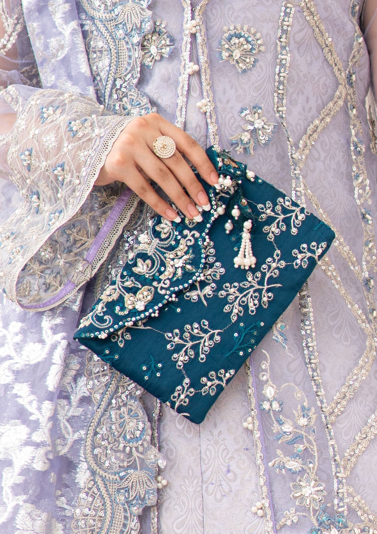 WEDDING FESTIVE ’23 VOL. 2 - TEAL SILK ENVELOPE CLUTCH