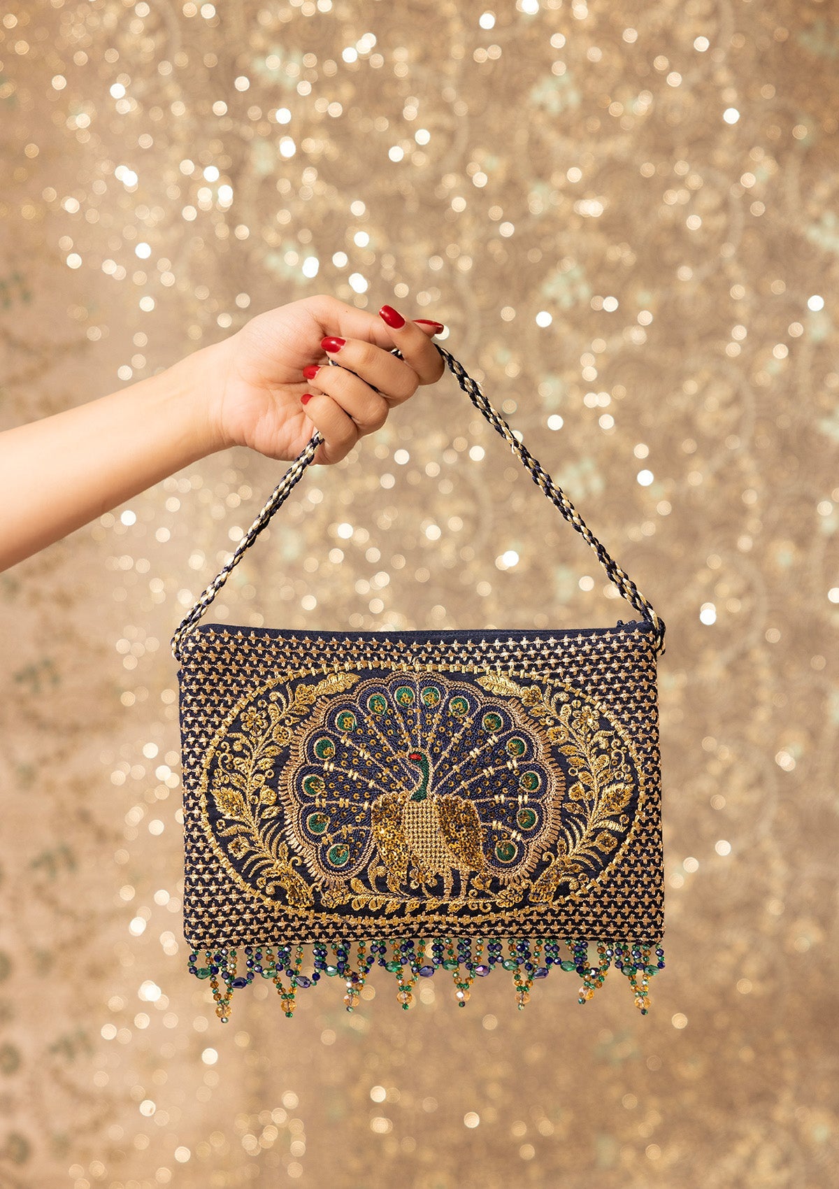 Bag - Navy Blue Silk WDA26