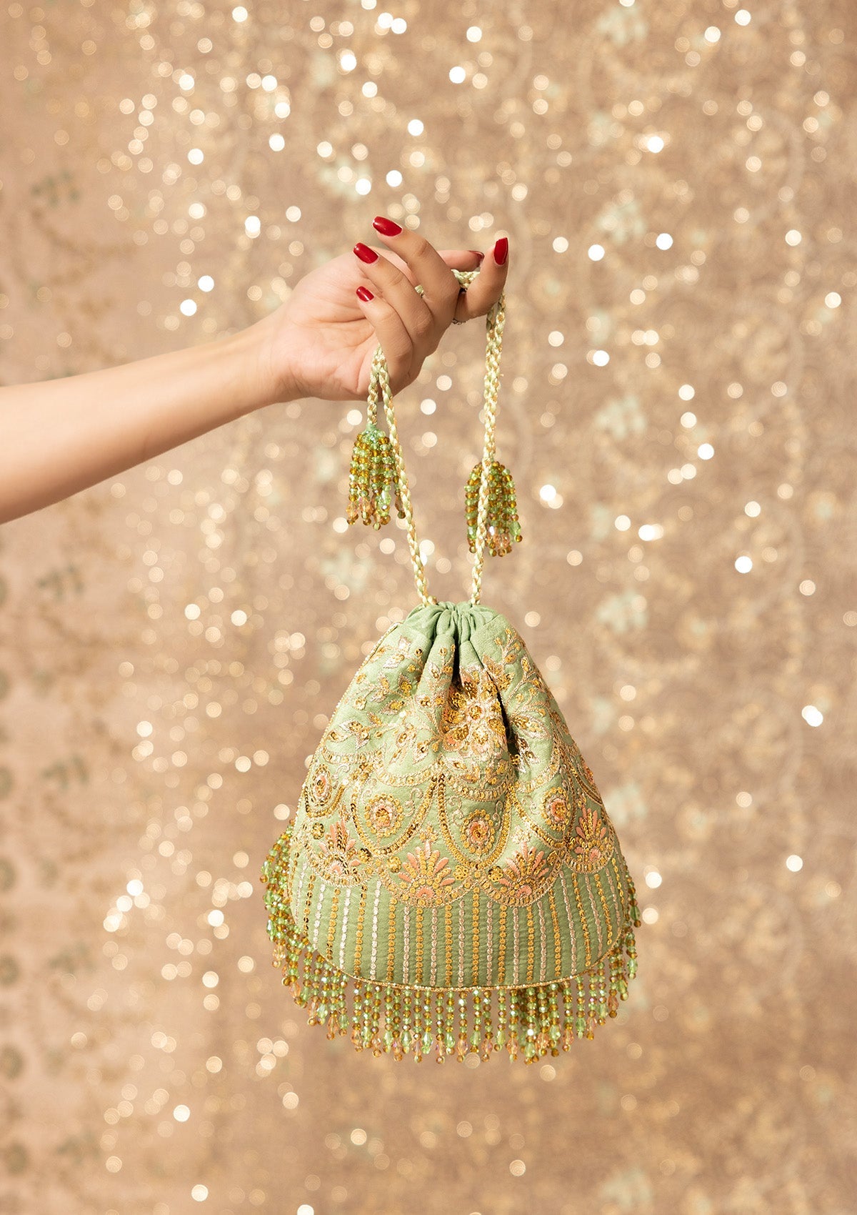 Potli - Pistachio Green Silk WDA26