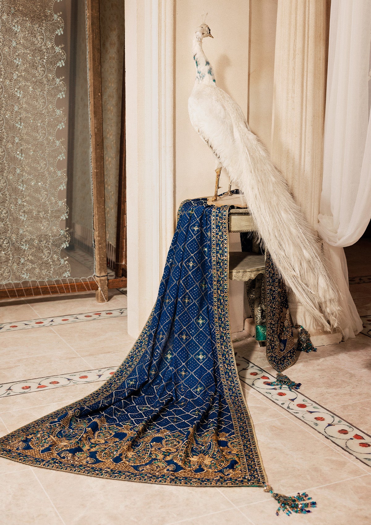 WEDDING FESTIVE ’26 VOL. 1 - ROYAL BLUE MEDIUM SILK SHAWL
