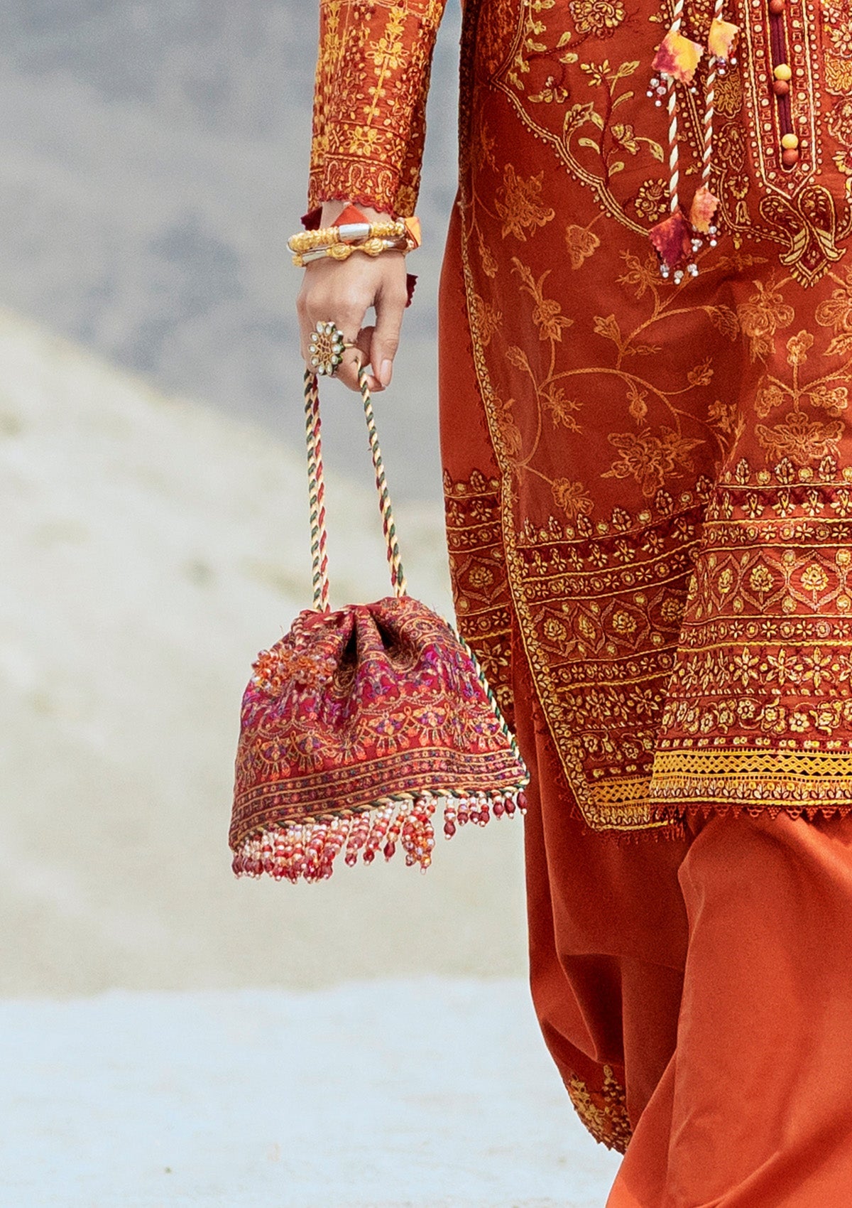 LAWN '25 - VOL. 1 - MAROON SILK POTLI