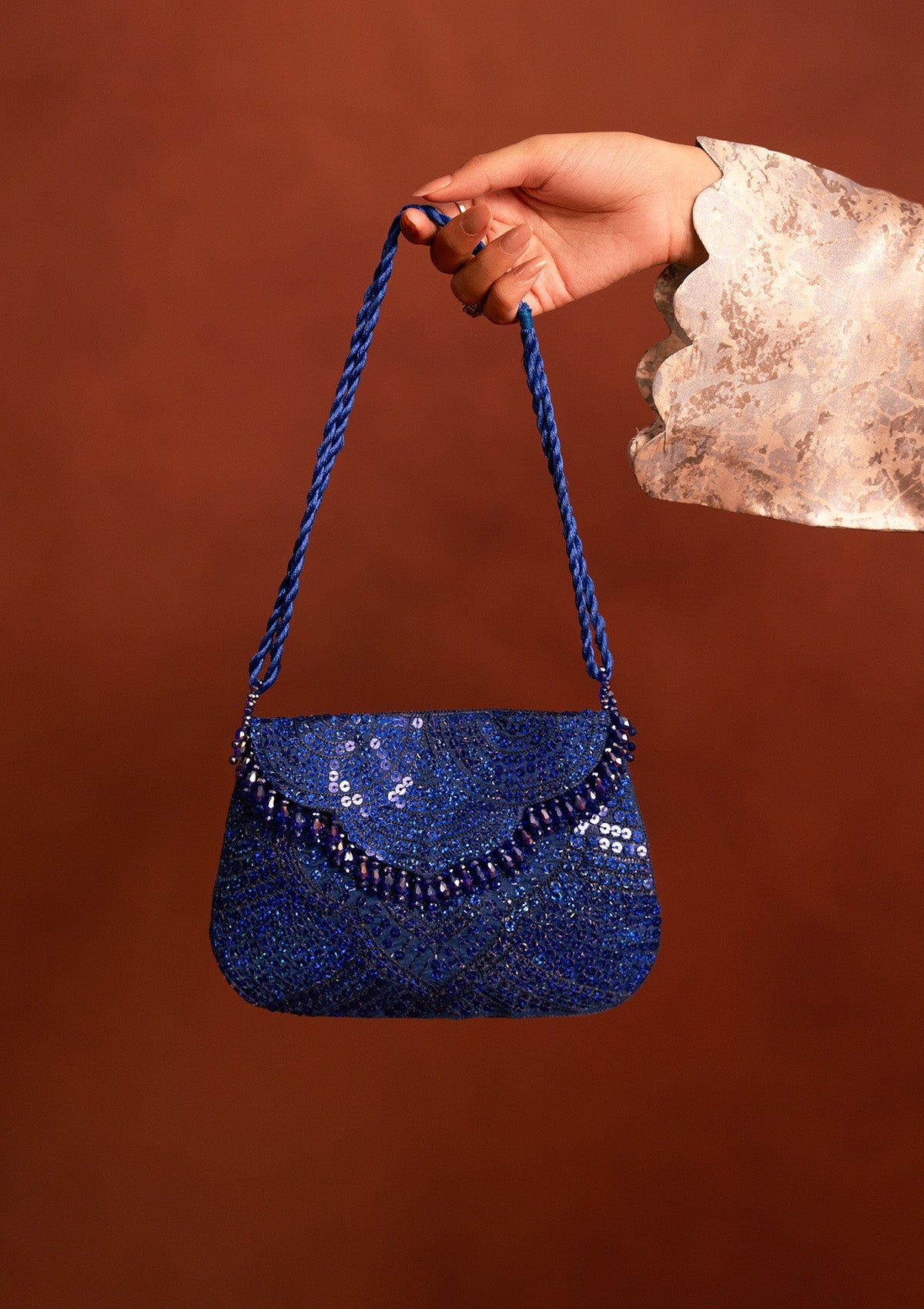 MISS AIK - RTW '25 D2 - BLUE SEQUIN SHOULDER BAG