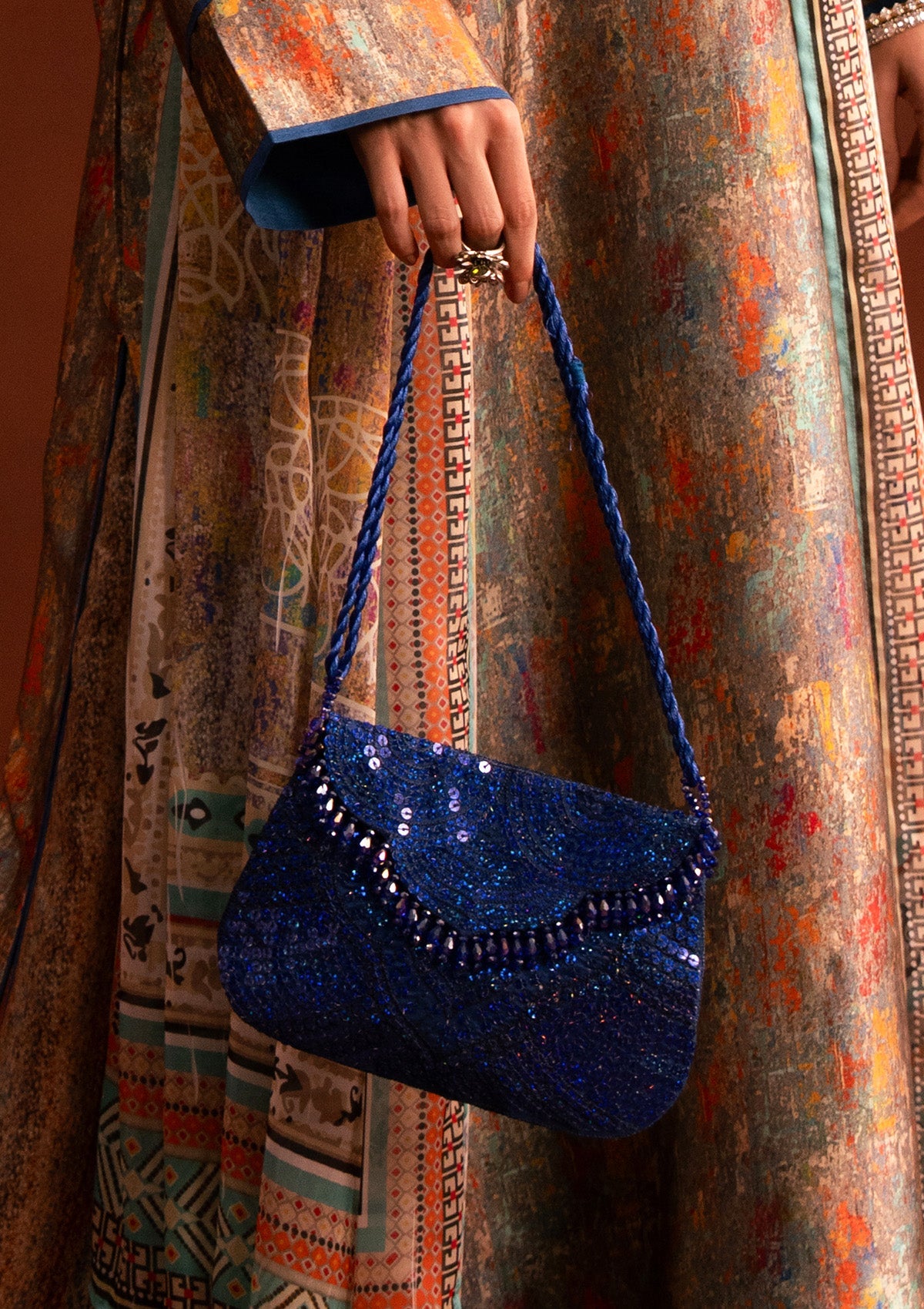 MISS AIK - RTW '25 D2 - BLUE SEQUIN SHOULDER BAG