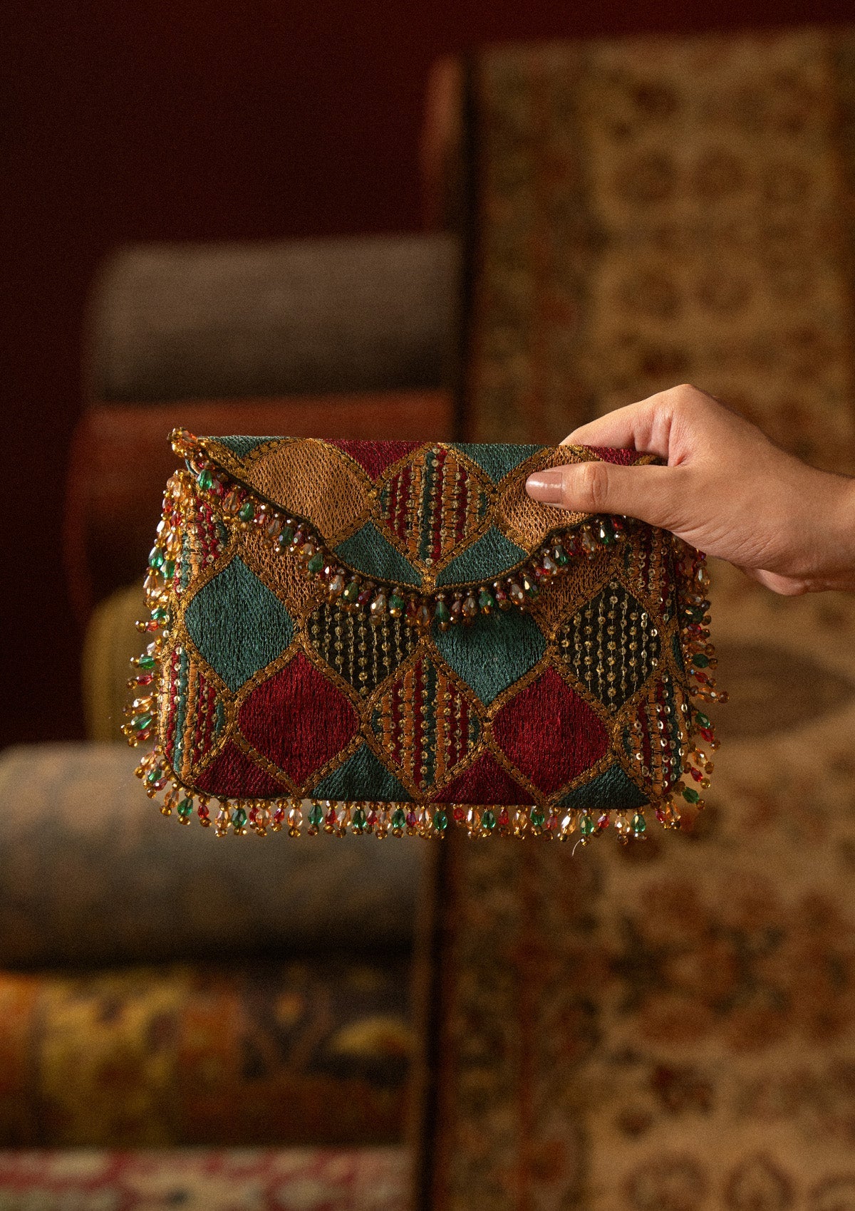 SARI EDIT '25 - TEAL MULTI CHATTA PATTI SHOULDER BAG