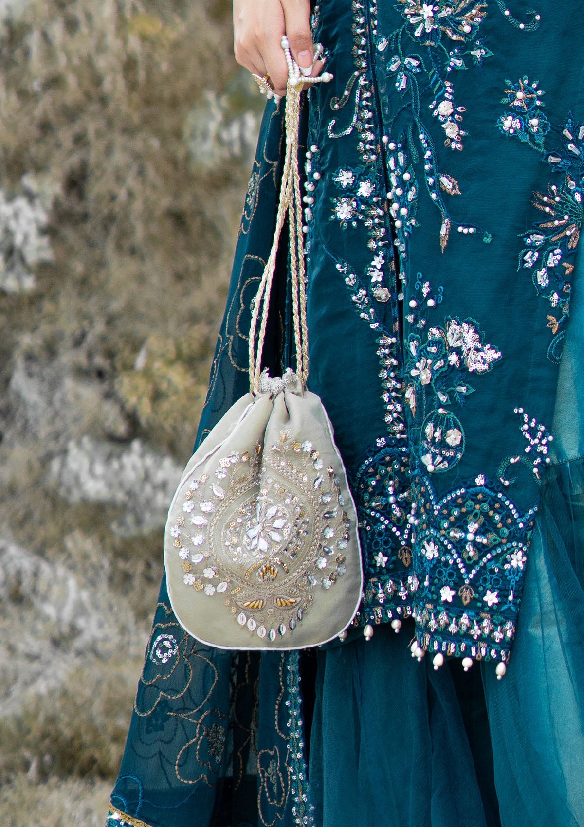 WEDDING FESTIVE ’23 VOL. 2 - GREY MASOORI SILK POTLI