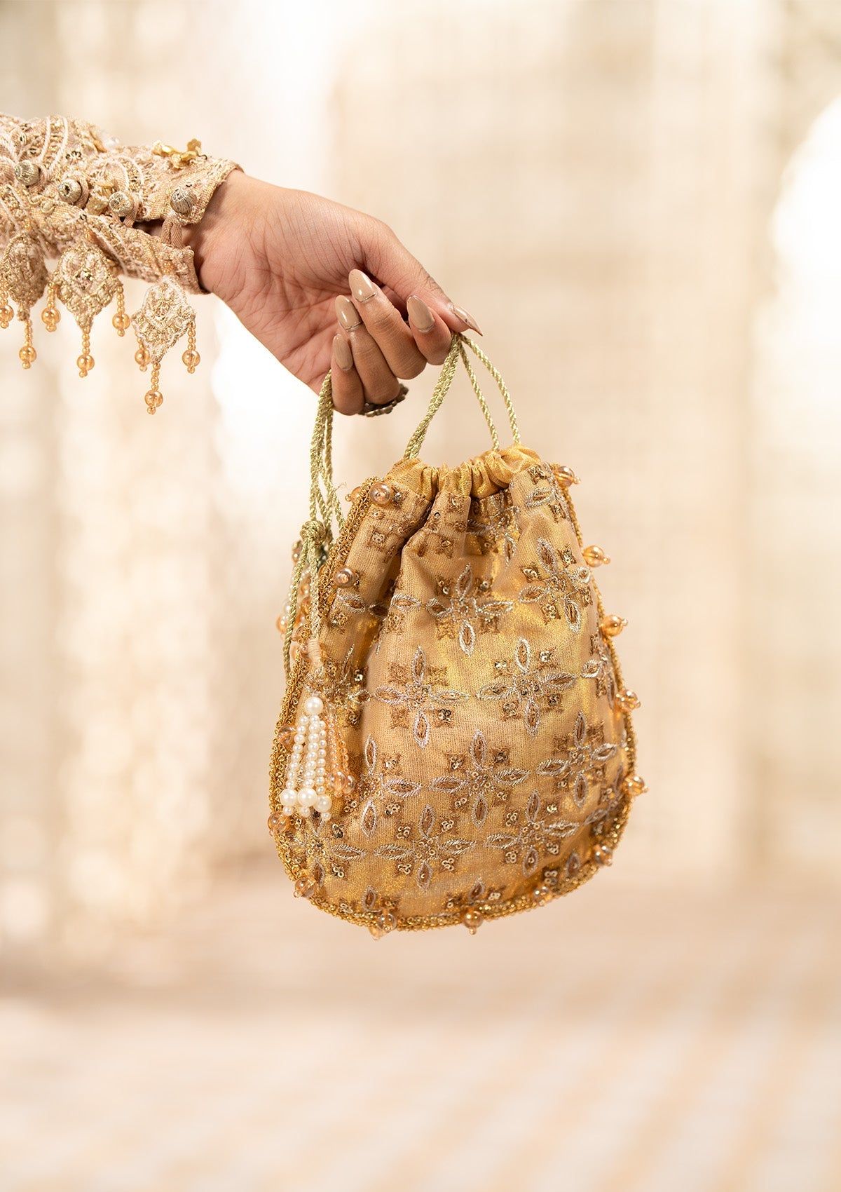 WEDDING FESTIVE ’24 VOL. 1  - GOLD TISSUE POTLI