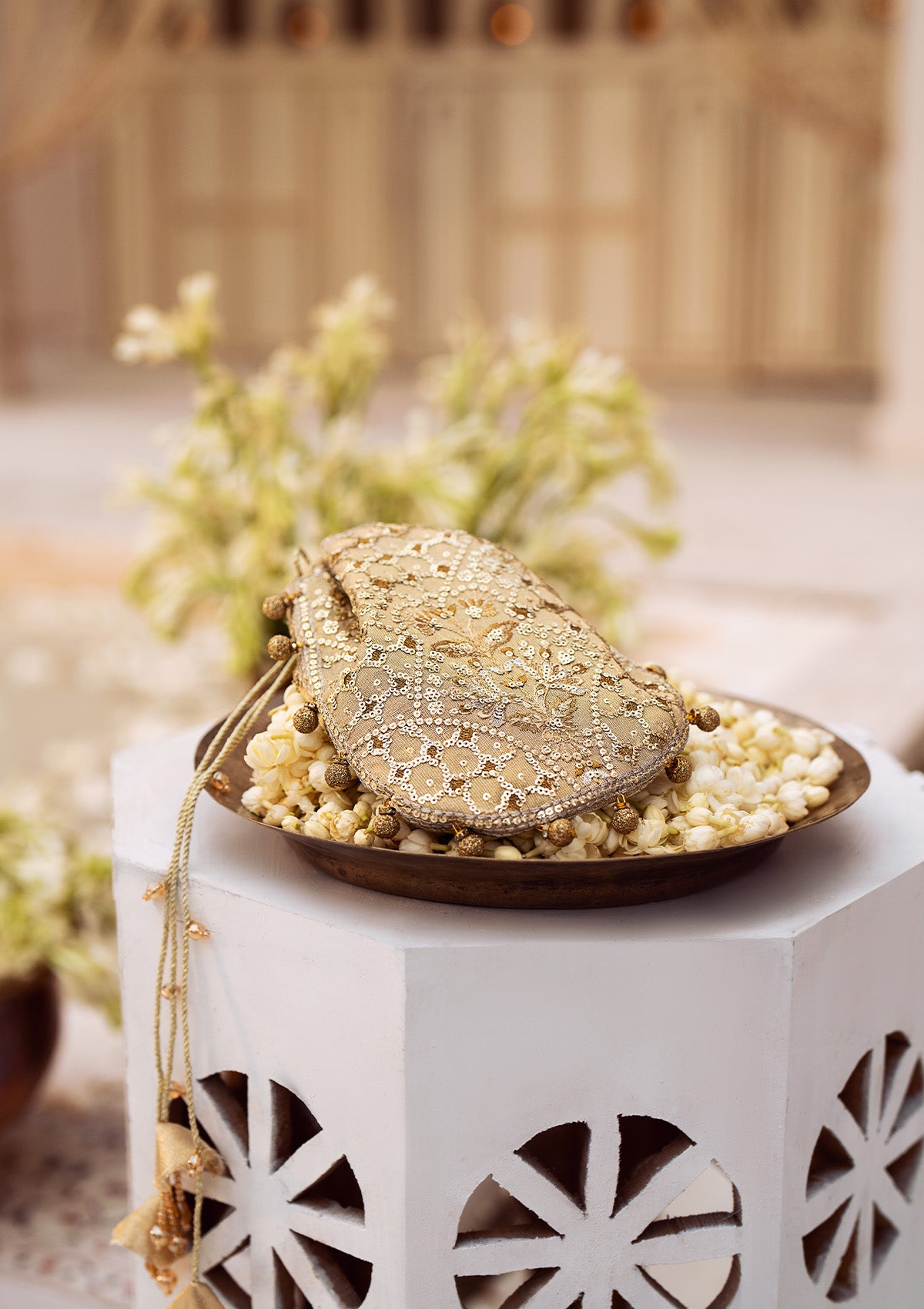 WEDDING FESTIVE ’24 VOL. 2 - LIGHT GOLD TISSUE POTLI