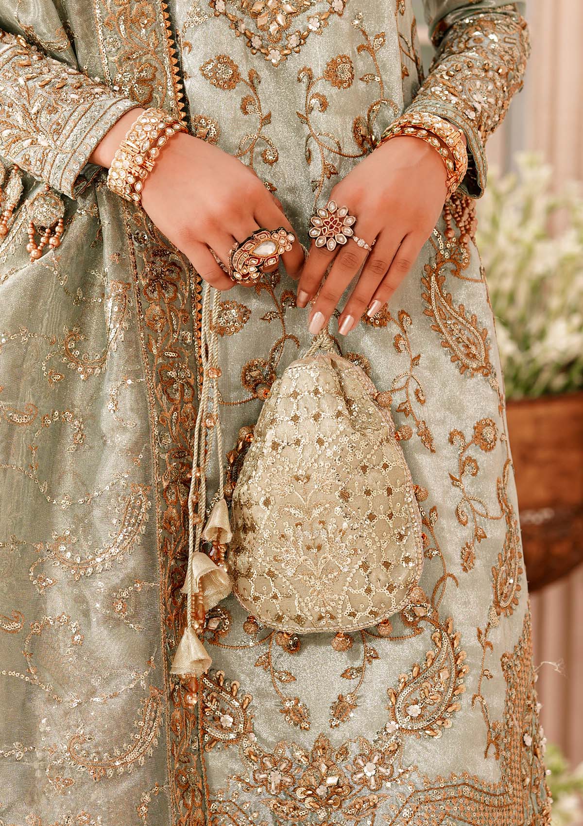 WEDDING FESTIVE ’24 VOL. 2 - LIGHT GOLD TISSUE POTLI